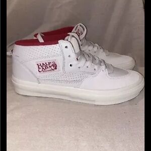 Vans Half Cab White and Red Sneakers